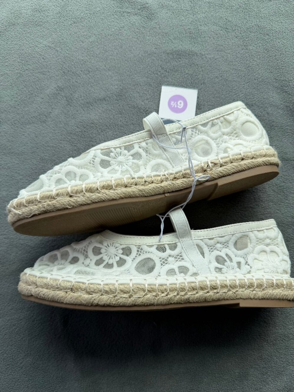 Celia Floral Lace Mary Jane Espadrille Flat Memory Foam Insole -Universal Thread - Picture 7 of 9